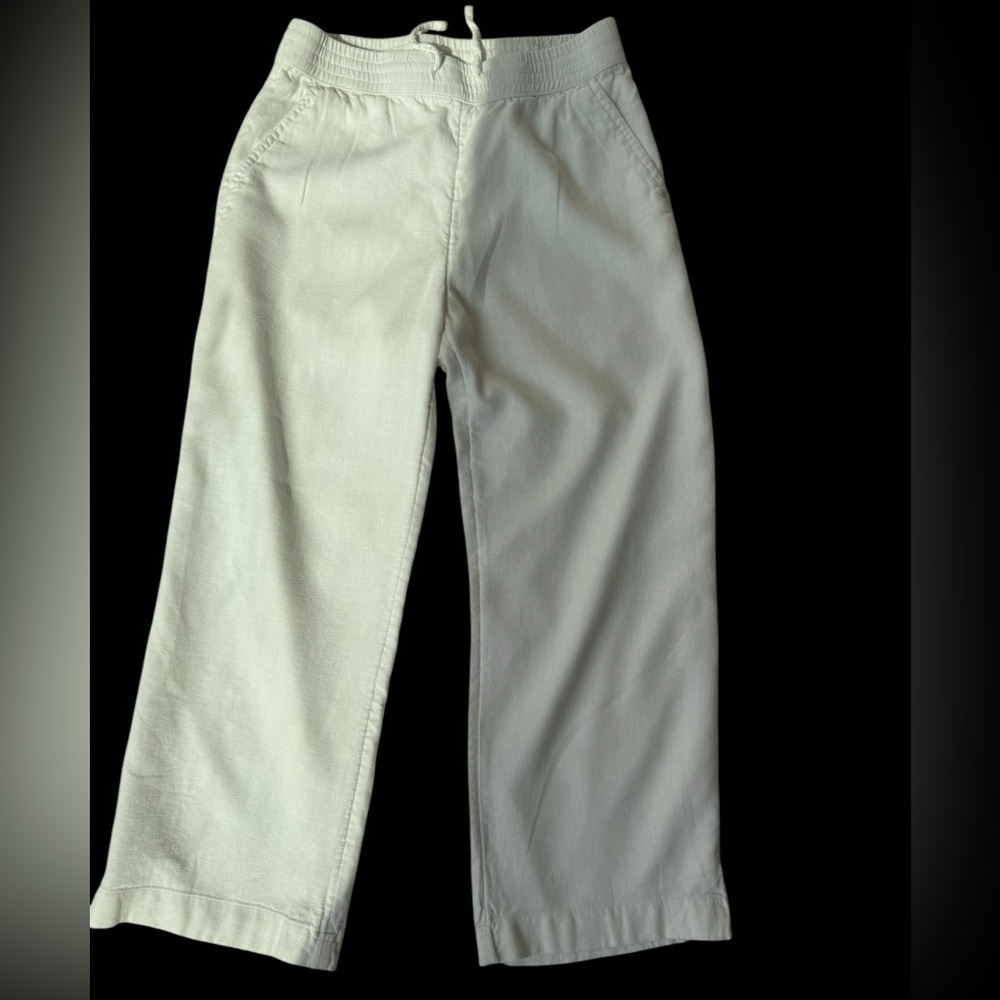 Abercrombie girls 7/8 Wide-Leg linen Drawstring Pants in  white - Picture 2 of 3